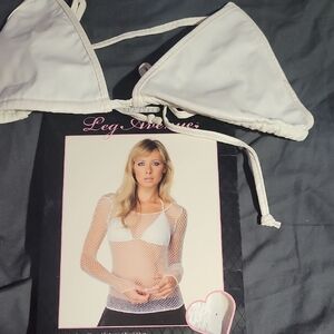 White Mesh Bikini Top With Pvc Top